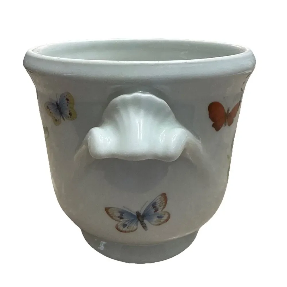 Vignaud Limoges France Hand Decorated Porcelain Planter Cachepot Violets